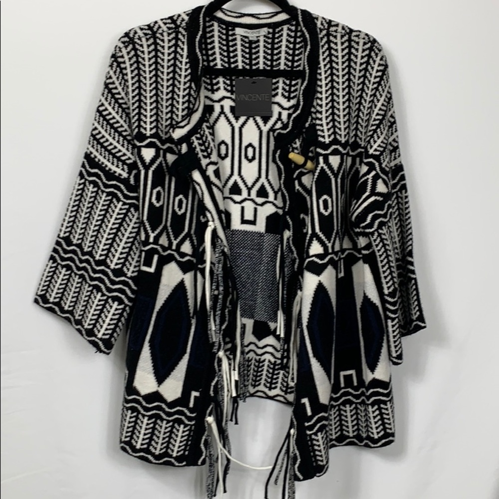 NWT Vincent’s black/white cardigan sweater size Md